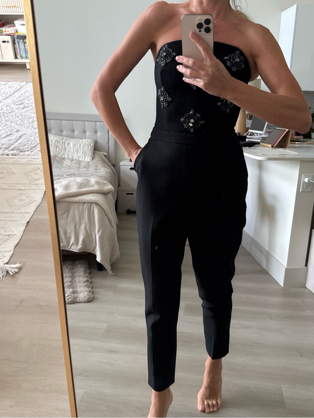 Ted Baker Black Strapless Embellished Jumpsuit - Picture 6 of 14